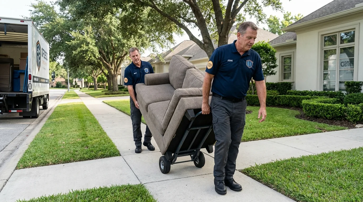 Local residential moving crew loading furniture in Wrightsville, PA